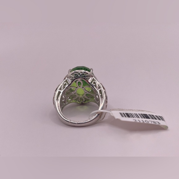 Simulated peridot in sterling silver with black rhinestone accents - Picture 11 of 11